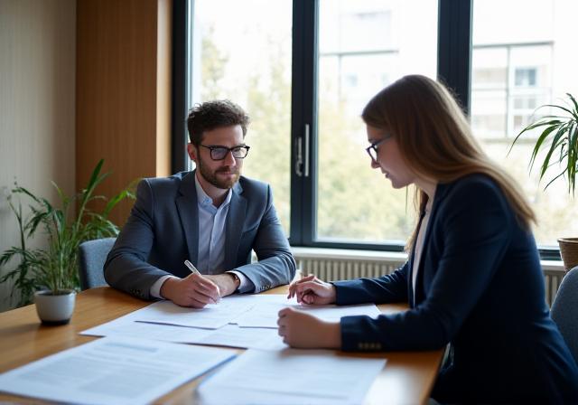 Legal professionals reviewing case files in a modern Manchester office